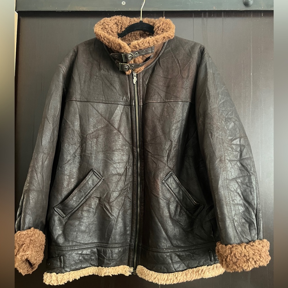 Vintage brown and shearling leather jacket